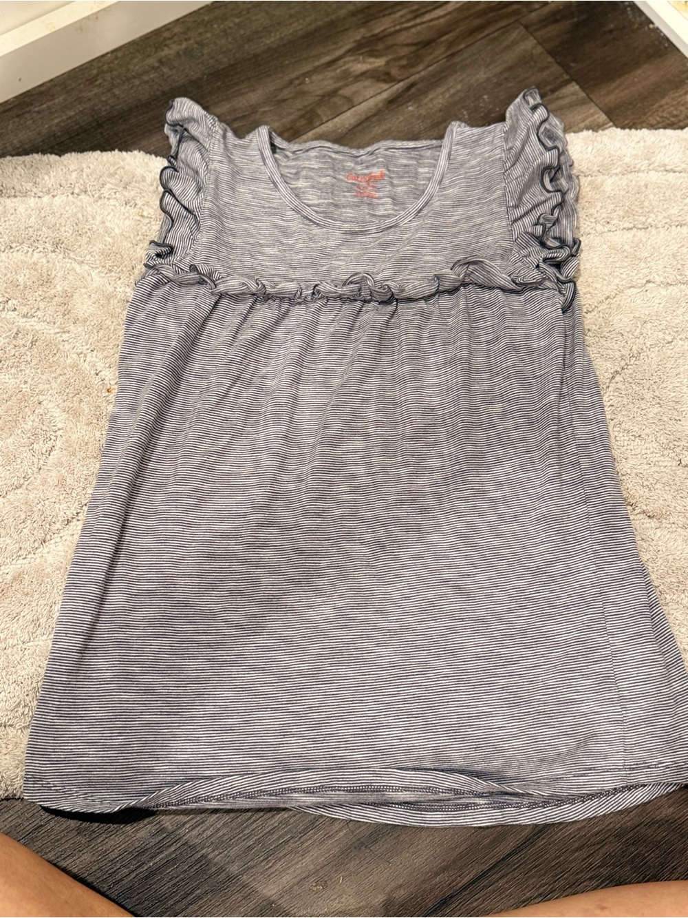 Cat & Jack Girls Striped Top XL (14/16) Ruffle Sleeves